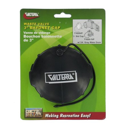 VALTERRA WASTE VALVE CAP, 3IN BAYONET, BLACK, CARDED T1020VP